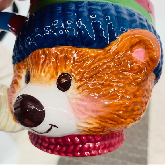 Winter Christmas Handpainted Ceramic Bear Mug - Picture 3 of 6